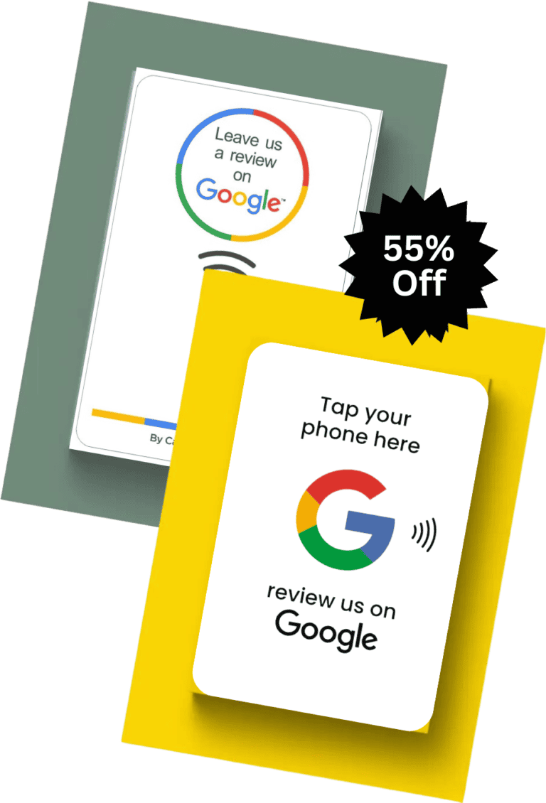 A yellow card with the words'learn google on your phone' and a yellow card with the words'learn google on.